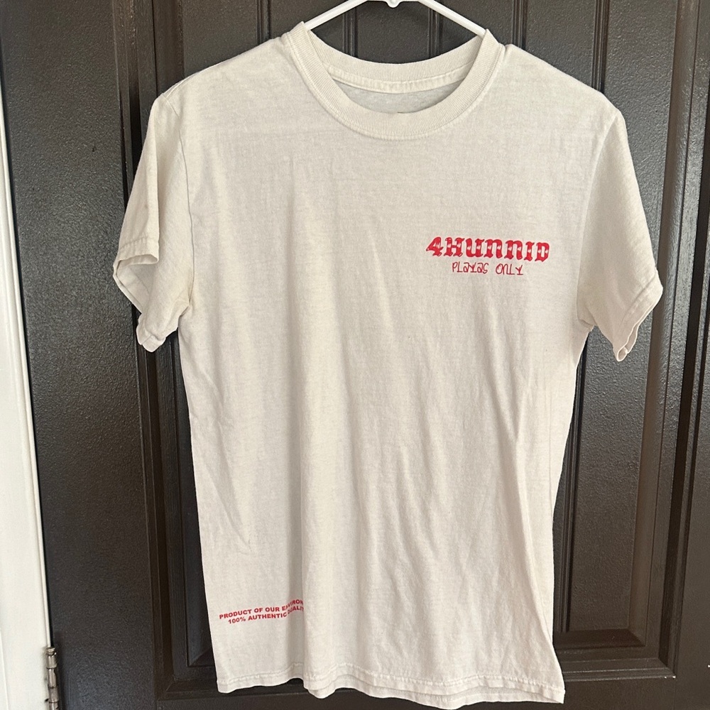 Men's White and Red 4Hunnid T-Shirt
